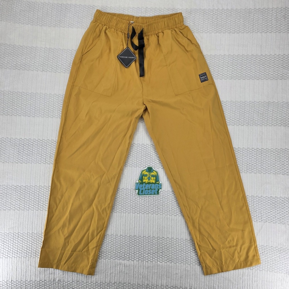 Forever 21 Men's Medium Jogger Pants Mustard Yellow D Ring Belt NWT Streetwear